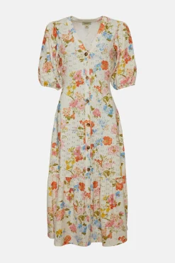 Sale Oasis Floral Printed Broderie Tiered Midi Dress Multi