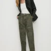 Hot Oasis Floral Printed Canvas Utility Trouser Khaki
