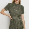 Online Oasis Floral Printed Canvas Utility Dress Khaki