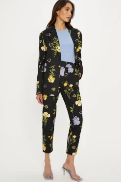 Sale Oasis Floral Printed Cotton Blazer Multi