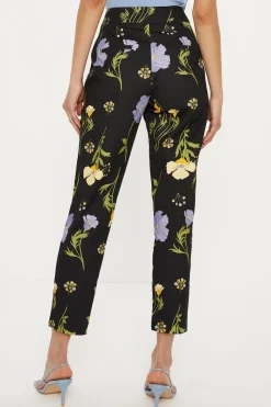 Discount Oasis Floral Printed Cotton Tapered Trousers Multi