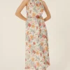 Online Oasis Floral Printed Halter Midi Dress Poppy