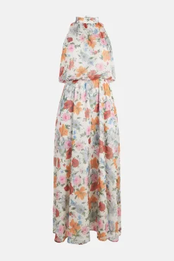 Online Oasis Floral Printed Halter Midi Dress Poppy