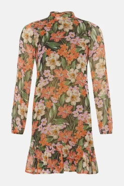 Best Oasis Floral Printed Metallic Chiffon Mini Dress Multi