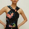 Sale Oasis Floral Printed Multiway Top Black