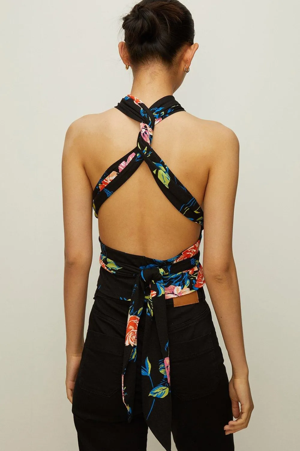 Sale Oasis Floral Printed Multiway Top Black