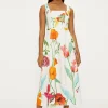 Best Oasis Floral Printed Ottoman Twill Midi Dress Multi