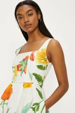 Best Oasis Floral Printed Ottoman Twill Midi Dress Multi