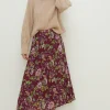 Best Oasis Floral Printed Pleated Midi Skirt Berry