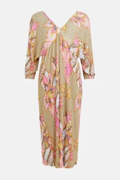 Sale Oasis Floral Printed Plisse Midi Dress Red