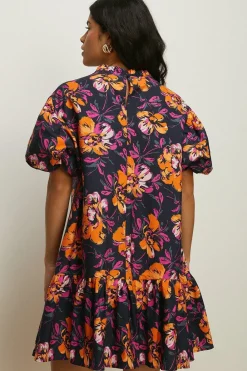 Online Oasis Floral Printed Poplin Smock Dress Navy