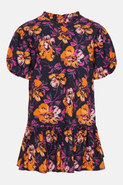 Online Oasis Floral Printed Poplin Smock Dress Navy