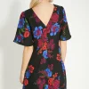 Discount Oasis Floral Printed Ruched Detail Crepe Mini Dress Multi