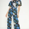 New Oasis Floral Printed Scuba Cut Out Jumpsuit Blue
