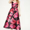 Clearance Oasis Floral Satin Twill Strappy Midi Dress Multi