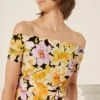 Online Oasis Floral Scallop Belted Bardot Jumpsuit Black