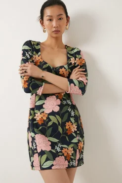 Best Oasis Floral Scuba Shift Mini Dress Navy