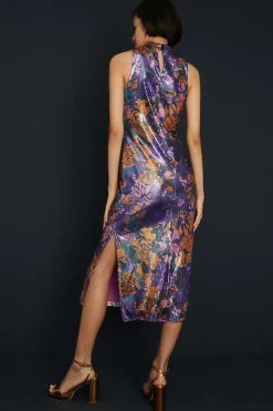 Best Oasis Floral Sequin Halter Midi Dress Multi