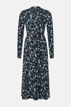 Clearance Oasis Floral Soft Touch Funnel Neck Midi Dress Multi