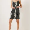 Outlet Oasis Floral Strappy Mini Dress Black