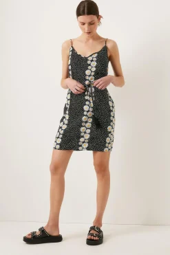 Outlet Oasis Floral Strappy Mini Dress Black