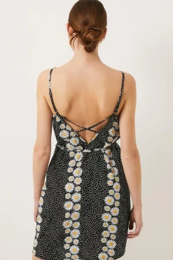 Outlet Oasis Floral Strappy Mini Dress Black