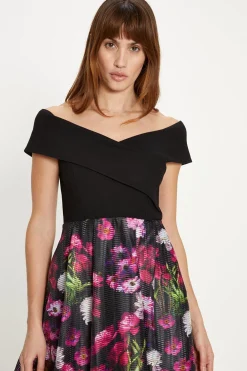 Best Oasis Floral Striped Organza 2 In 1 Midi Dress Multi