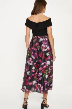 Best Oasis Floral Striped Organza 2 In 1 Midi Dress Multi