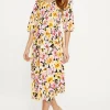 Online Oasis Floral Tie Back Crinkle Midi Dress Multi