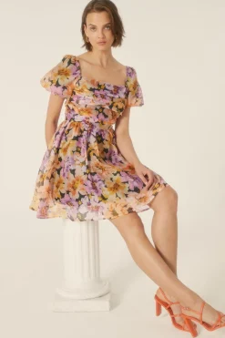 Sale Oasis Floribunda Organza Ruched Mini Dress Floral
