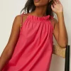 Hot Oasis Flower Broderie Hem Mini Dress Orange