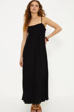 Discount Oasis Frill Crinkle Midi Dress Black