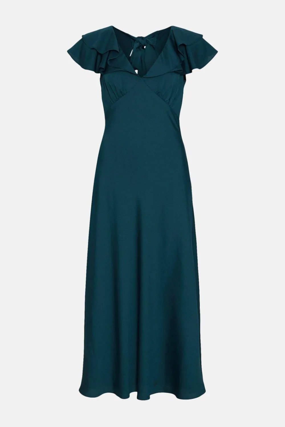Discount Oasis Frill V Neck Satin Bias Midaxi Dress Emerald