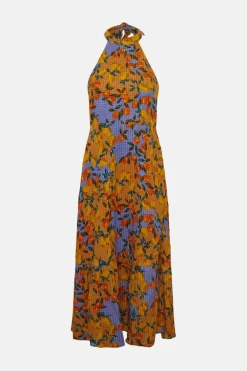 Best Oasis Fruit Print Halter Midi Dress Multi