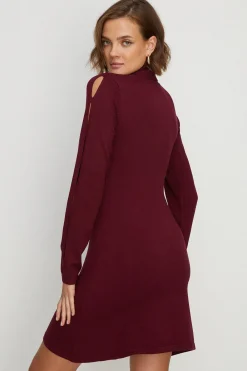 Discount Oasis Funnel Neck Cut Out Sleeve Mini Skater Dress Forest
