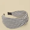 Hot Oasis Gingham Knot Headband Blue