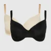Clearance Oasis Gorgeous Dd+ 2Pack Burnout Stripe T-Shirt Bra Natural Black