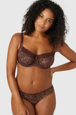 Outlet Oasis Gorgeous Heritage Bloom Non Pad Balcony Bra Mocha