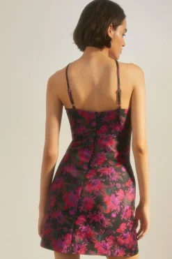 Online Oasis Halter Neck Floral Jacquard Mini Slip Dress Multi