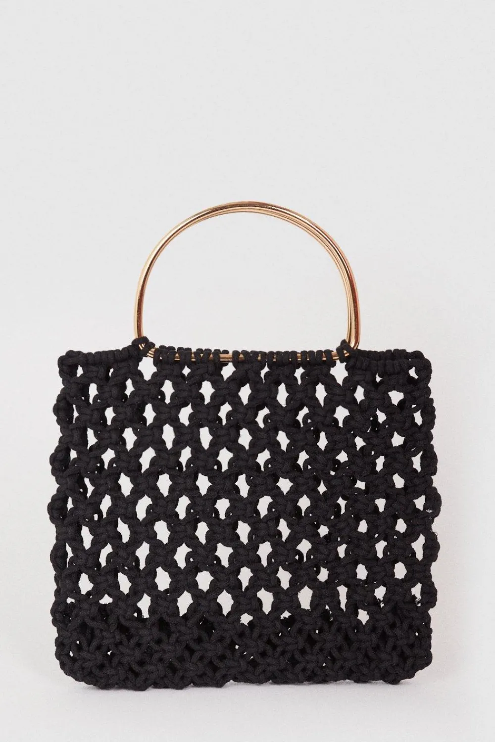 Clearance Oasis Hand Crotchet Ring Handlebag Black