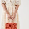 Fashion Oasis Hand Crotchet Ring Handlebag Orange