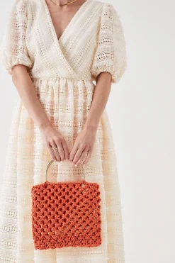 Fashion Oasis Hand Crotchet Ring Handlebag Orange
