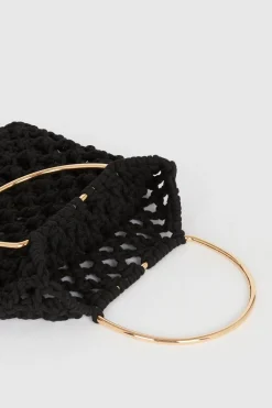 Clearance Oasis Hand Crotchet Ring Handlebag Black