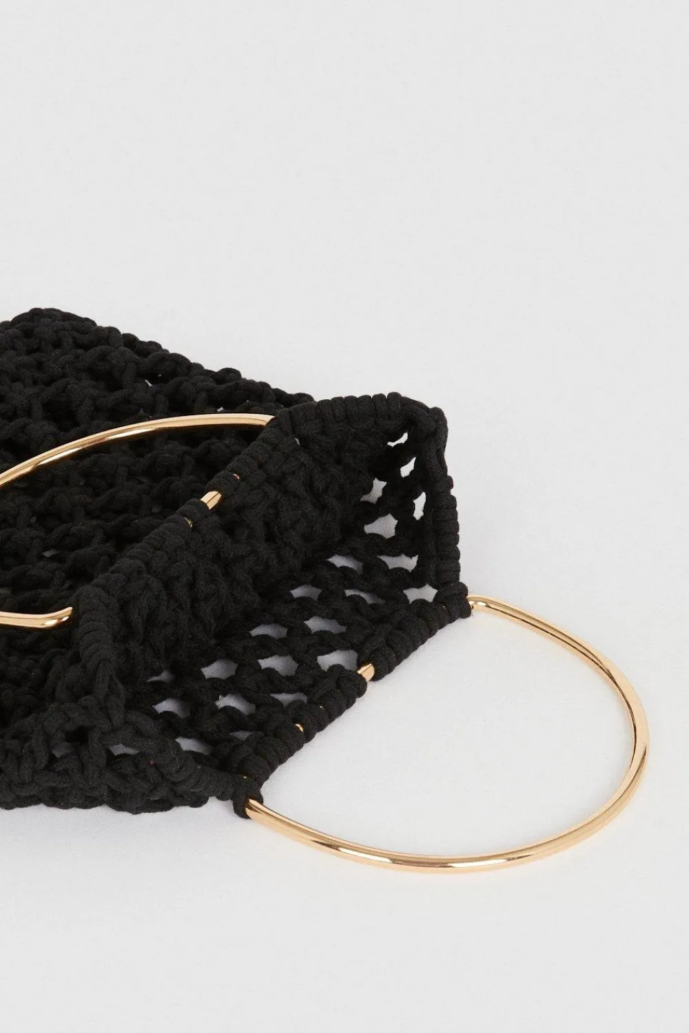 Clearance Oasis Hand Crotchet Ring Handlebag Black