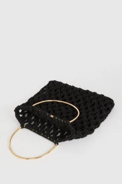 Clearance Oasis Hand Crotchet Ring Handlebag Black