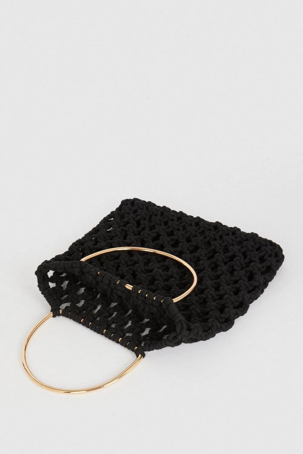 Clearance Oasis Hand Crotchet Ring Handlebag Black