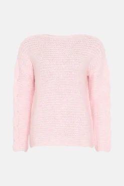 Discount Oasis Hand Knit Look Cable Sleeve Jumper Ecru