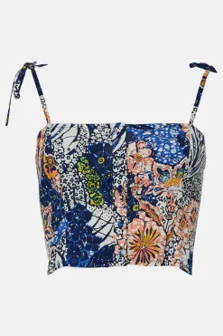 Discount Oasis Hawaiian Print Tie Strap Cami Top Blue