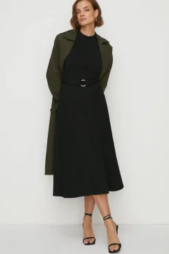 Outlet Oasis High Neck Ponte Midi Dress Black