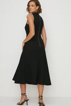 Outlet Oasis High Neck Ponte Midi Dress Black